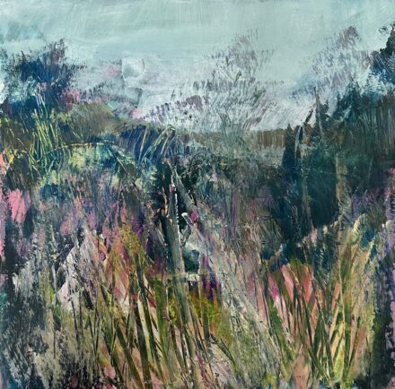 Chiltern Hill, West Wycombe, Acrylic on paper 20x20cms