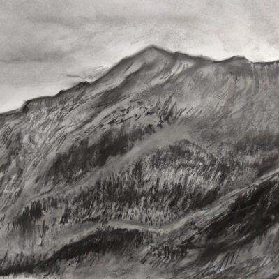 Fiona McMillan: Charcoal on watercolour paper. Dodd Fell, Lake District, late afternoon, August