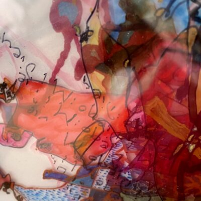 Deborah Humm: Frieda & Me. Layered drawings white frame A3