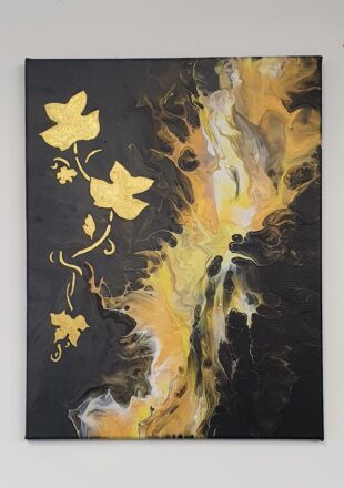 GOLDEN RHAPSODY. Acrylic & gold leaf on canvas. Unframed