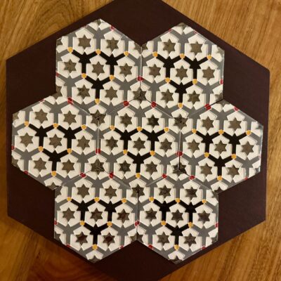 Fiona Wilcock: Hexagonal tiles using a design from the Alcazar, Malaga.