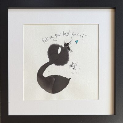 Melanie Cairns (i.am.melc): Abstract black cat with quote put on your best fur coat