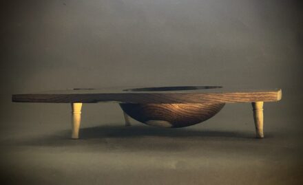 Laburnum suspended bowl with Boxwood feet.