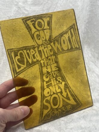 John 3:16, painting on glass