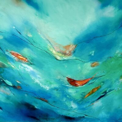 Carol Summerfield: Boat Trip 2, oil on canvas 80cm x50cm