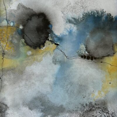 Carol Summerfield: Over the Edge 3, ink on paper 25cm x 25cm