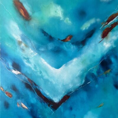 Carol Summerfield: Following, oil on canvas 75cm x 102cm