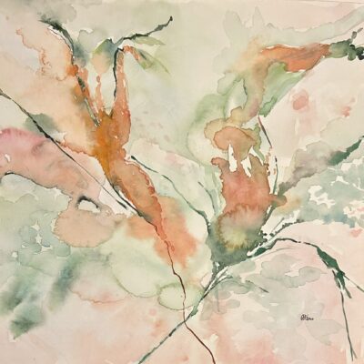 Carol Summerfield: Last Bloom, watercolour on paper 35cm x 35cm