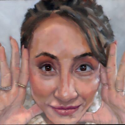 Sara Williams: Lucy, oil on board, SOLD