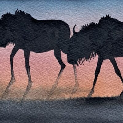 Wendy Hopcroft: "Marching Orders" 480 x 240mm watercolour