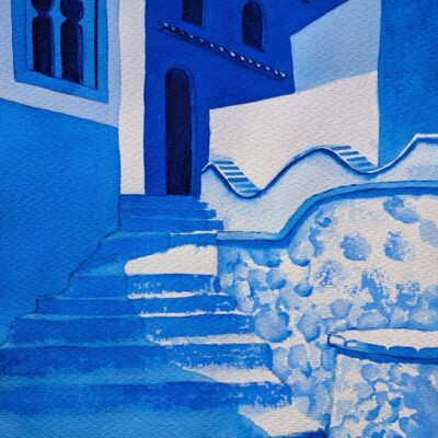 Wendy Hopcroft: "Morocco Blue" 260 x 380mm watercolour