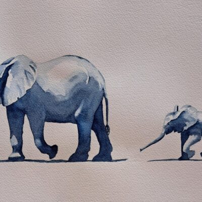 Wendy Hopcroft: "Motherly Love" 380 x 260mm watercolour