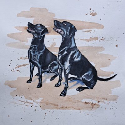 Wendy Hopcroft: "My Boys" 400 x 410mm watercolour