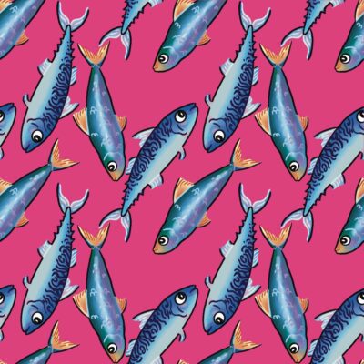 Isabelle Jones: Fish. Digital illustration and fully repeatable pattern.