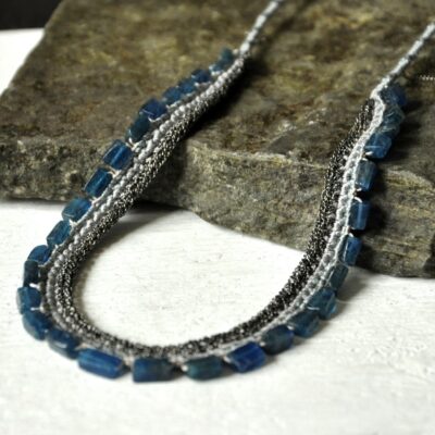 Izabela Rocks - Crochet Jewellery: Apatite Crochet Silver Necklace