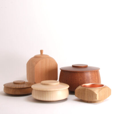 David Rodgers: Wood turned lidded containers and other work